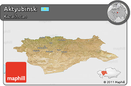 Satellite Panoramic Map of Aktyubinsk, single color outside