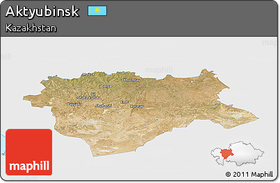 Satellite Panoramic Map of Aktyubinsk, single color outside