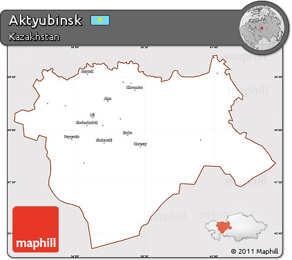 Classic Style Simple Map of Aktyubinsk, cropped outside