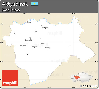 Classic Style Simple Map of Aktyubinsk, single color outside