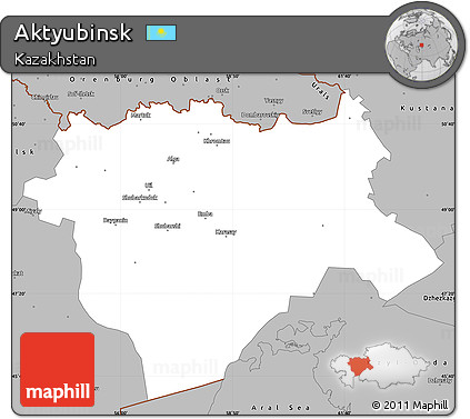 Gray Simple Map of Aktyubinsk