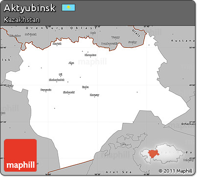 Gray Simple Map of Aktyubinsk