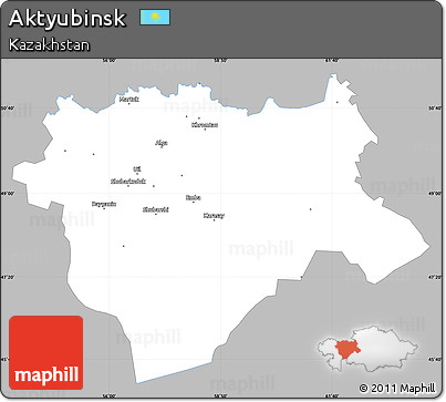 Gray Simple Map of Aktyubinsk, single color outside