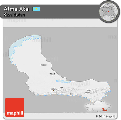 Gray 3D Map of Alma-Ata, single color outside