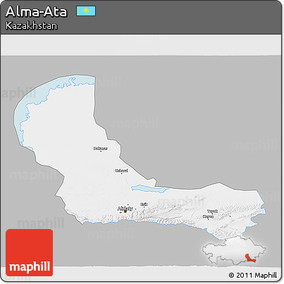 Gray 3D Map of Alma-Ata, single color outside