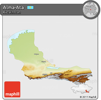 Physical 3D Map of Alma-Ata, single color outside