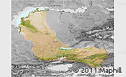 Satellite 3D Map of Alma-Ata, desaturated