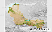 Satellite 3D Map of Alma-Ata, lighten, desaturated