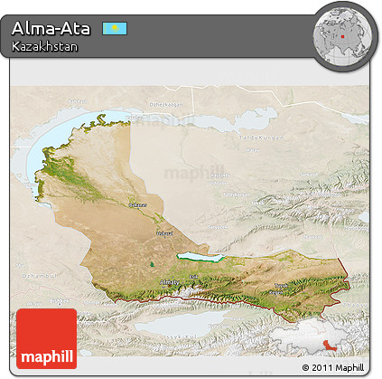 Satellite 3D Map of Alma-Ata, lighten