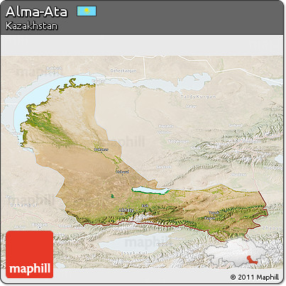 Satellite 3D Map of Alma-Ata, lighten