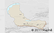 Shaded Relief 3D Map of Alma-Ata, lighten, desaturated
