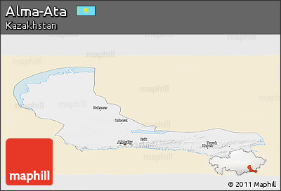 Classic Style Panoramic Map of Alma-Ata, single color outside