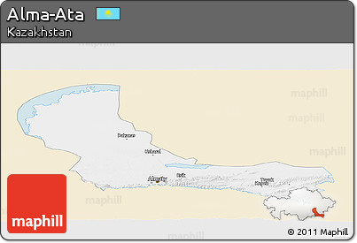 Classic Style Panoramic Map of Alma-Ata, single color outside