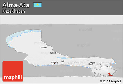 Gray Panoramic Map of Alma-Ata, single color outside