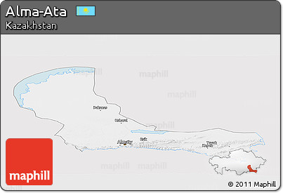 Silver Style Panoramic Map of Alma-Ata, single color outside