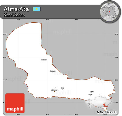 Gray Simple Map of Alma-Ata, cropped outside