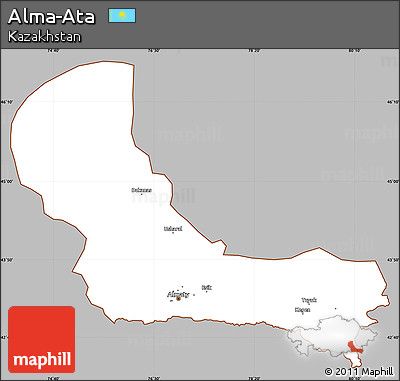 Gray Simple Map of Alma-Ata, cropped outside