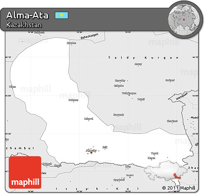 Silver Style Simple Map of Alma-Ata