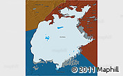 Political 3D Map of Aral Sea, darken
