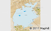 Political 3D Map of Aral Sea, satellite outside
