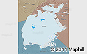 Political 3D Map of Aral Sea, semi-desaturated