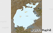 Satellite 3D Map of Aral Sea, darken