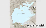 Satellite 3D Map of Aral Sea, semi-desaturated