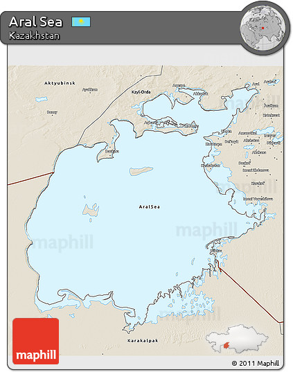 Shaded Relief 3D Map of Aral Sea