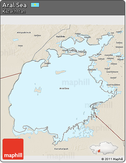 Shaded Relief 3D Map of Aral Sea