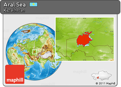 Physical Location Map of Aral Sea