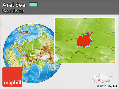Physical Location Map of Aral Sea