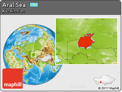 Physical Location Map of Aral Sea