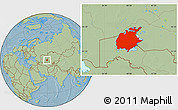Savanna Style Location Map of Aral Sea, hill shading