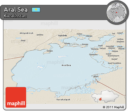 Classic Style Panoramic Map of Aral Sea