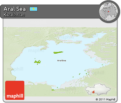 Physical Panoramic Map of Aral Sea, lighten
