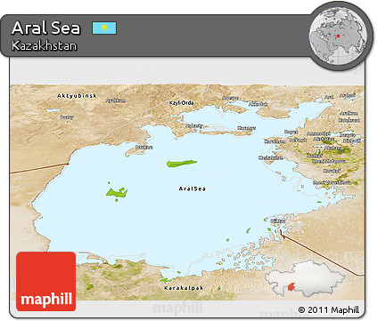 Physical Panoramic Map of Aral Sea, satellite outside