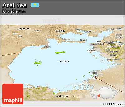 Physical Panoramic Map of Aral Sea, satellite outside