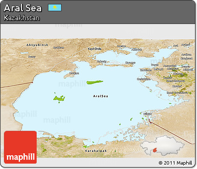 Physical Panoramic Map of Aral Sea, satellite outside