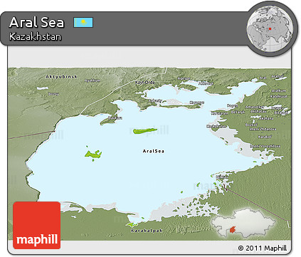Physical Panoramic Map of Aral Sea, semi-desaturated