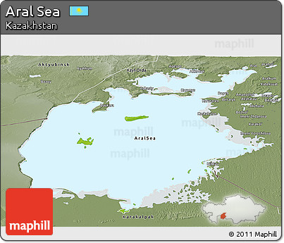 Physical Panoramic Map of Aral Sea, semi-desaturated