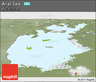 Physical Panoramic Map of Aral Sea, semi-desaturated