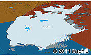 Political Panoramic Map of Aral Sea, darken