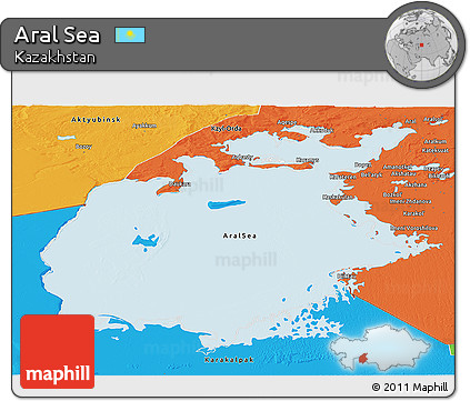 Political Panoramic Map of Aral Sea