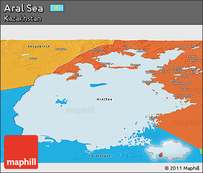 Political Panoramic Map of Aral Sea
