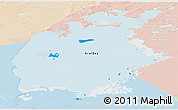 Political Panoramic Map of Aral Sea, lighten