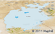 Political Panoramic Map of Aral Sea, satellite outside
