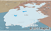 Political Panoramic Map of Aral Sea, semi-desaturated