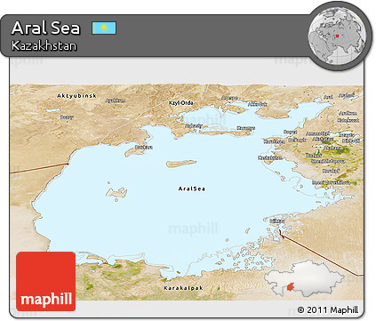 Satellite Panoramic Map of Aral Sea