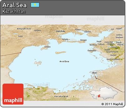 Satellite Panoramic Map of Aral Sea