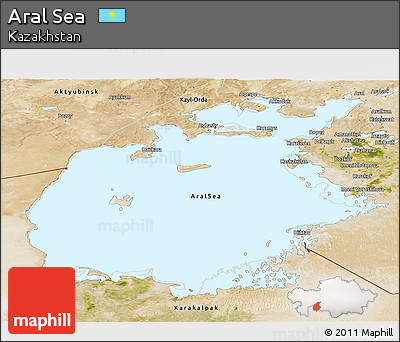 Satellite Panoramic Map of Aral Sea